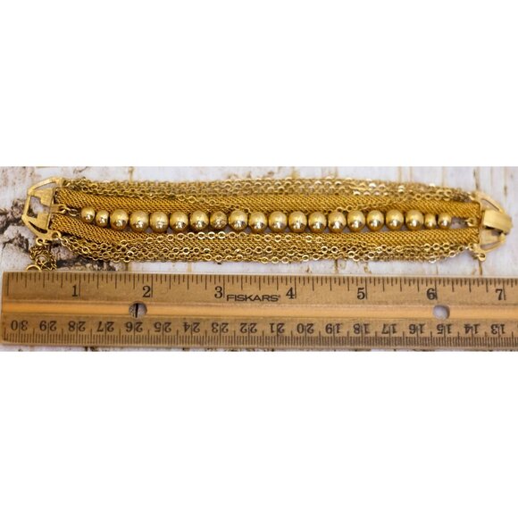 7 inch, Vintage Sphere Ball Links Gold Tone Chain Elegant Bracelet - B17 - Picture 3 of 3